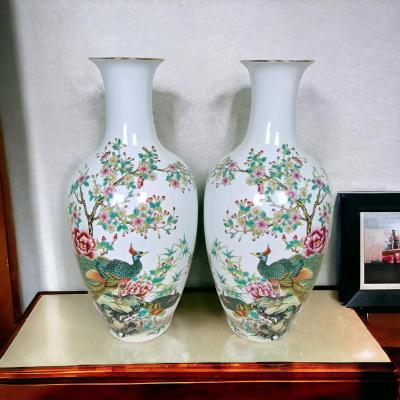 cặp bình hoạ tiết chim công đăng đối